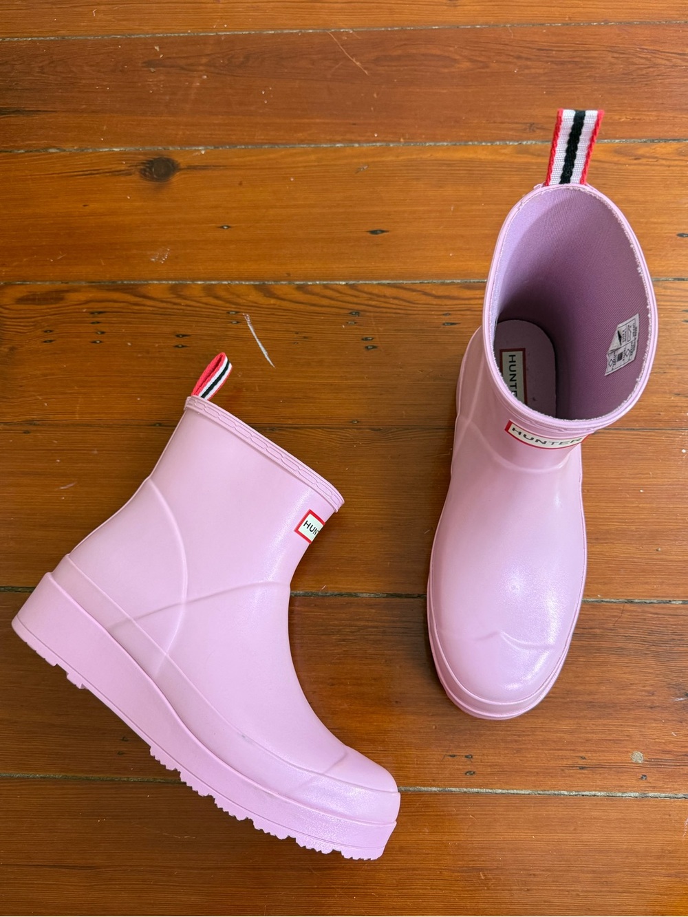 Hunter Original Play Waterproof Short Rain Boots Metallic Pink Sz 9 ❤️🍄